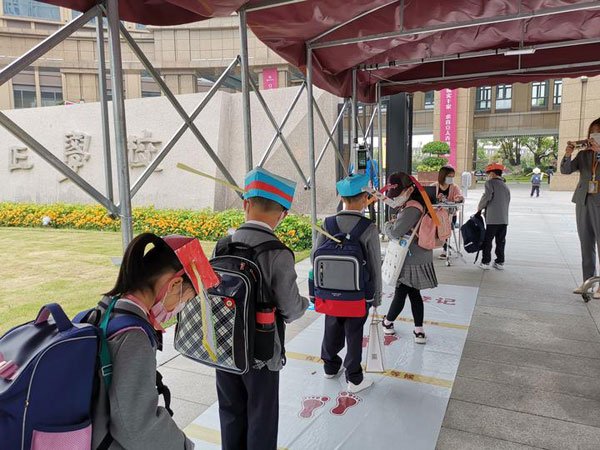 Kids in China Return To School With Home-made Social Distancing Hats