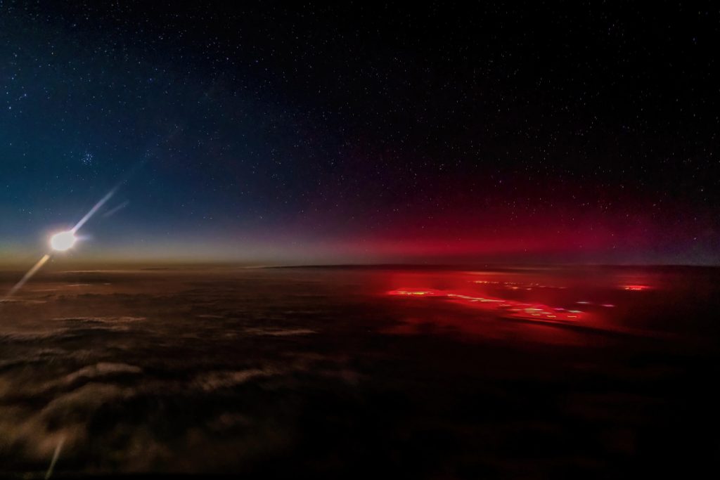 Fiery Red Glow In Clouds